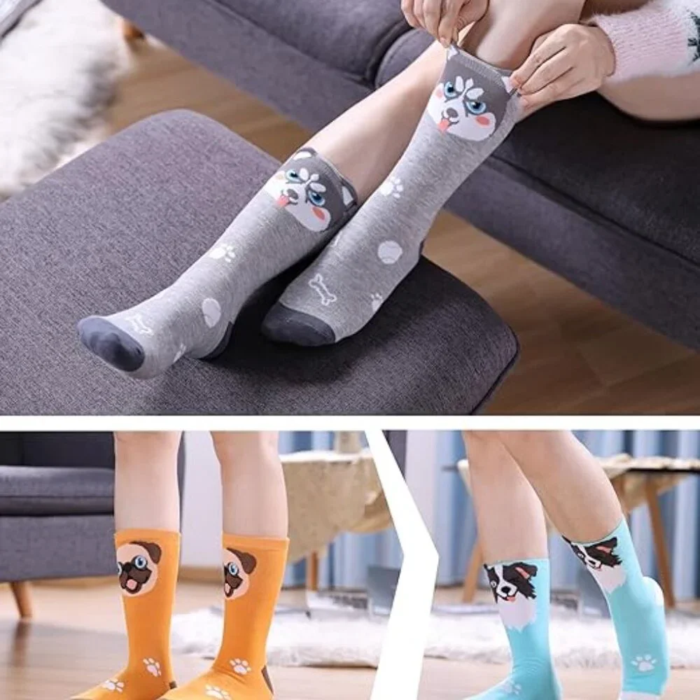 5 Pair Women's Dog Socks Pug‎ Boston Terrier and more SIZE 6-10